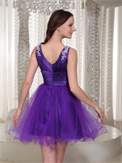 Flattering V-neck Purple Cache Puberty Rite Prom Dress For Girl