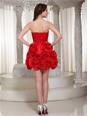 Sweetheart Red Beaded Bodice Fully Rosette Flowers Skirt Compere Dress