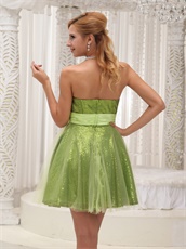 Sparkle Sequin and Tulle Grass Green Night Club Dress With Sash