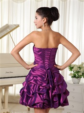 Strapless Appliques Eggplant Purple Taffeta Cocktail Dress Store Near Me