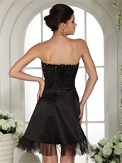 Endearing Black Chest Beaded Girl's Lecture Prom Dress With Tulle Hemline