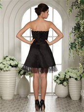 Endearing Black Chest Beaded Girl's Lecture Prom Dress With Tulle Hemline