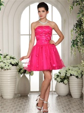 Pretty Fully Flowers Decorate Hot Pink Mini Homeingcome Dress High Street