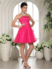 Pretty Fully Flowers Decorate Hot Pink Mini Homeingcome Dress High Street