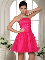 Pretty Fully Flowers Decorate Hot Pink Mini Homeingcome Dress High Street