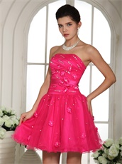 Pretty Fully Flowers Decorate Hot Pink Mini Homeingcome Dress High Street