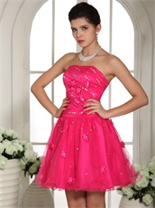 Pretty Fully Flowers Decorate Hot Pink Mini Homeingcome Dress High Street