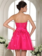 Pretty Fully Flowers Decorate Hot Pink Mini Homeingcome Dress High Street