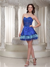 Unique Royal And Sky Blue Layers Prom Dress Waist Translucent