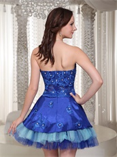 Unique Royal And Sky Blue Layers Prom Dress Waist Translucent