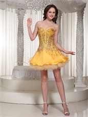 Brand New Little Gold Beaded Decorate Basque Waist Stage Show Dress