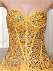 Brand New Little Gold Beaded Decorate Basque Waist Stage Show Dress