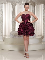 Burgundy Taffeta Lace Up Short Dress For Public Ballroom Dance