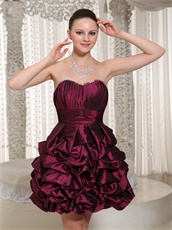 Burgundy Taffeta Lace Up Short Dress For Public Ballroom Dance