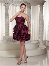 Burgundy Taffeta Lace Up Short Dress For Public Ballroom Dance