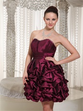 Burgundy Taffeta Lace Up Short Dress For Public Ballroom Dance