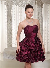 Burgundy Taffeta Lace Up Short Dress For Public Ballroom Dance