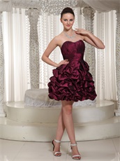 Burgundy Taffeta Lace Up Short Dress For Public Ballroom Dance