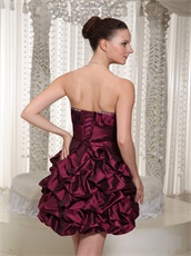 Burgundy Taffeta Lace Up Short Dress For Public Ballroom Dance