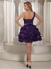 One Shoulder Pick-ups Eggplant Purple Taffeta College Homecoming Dress