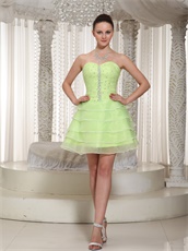 Lovable Yellow Green Freshness Cake Layers Short Homecoming Party Dress