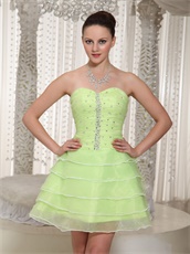 Lovable Yellow Green Freshness Cake Layers Short Homecoming Party Dress
