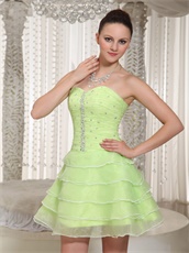 Lovable Yellow Green Freshness Cake Layers Short Homecoming Party Dress