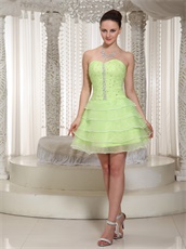 Lovable Yellow Green Freshness Cake Layers Short Homecoming Party Dress