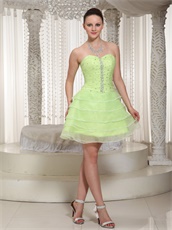 Lovable Yellow Green Freshness Cake Layers Short Homecoming Party Dress