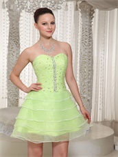 Lovable Yellow Green Freshness Cake Layers Short Homecoming Party Dress