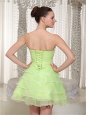 Lovable Yellow Green Freshness Cake Layers Short Homecoming Party Dress