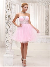 Popular Strapless Baby Pink Mini Prom Dress For Chorus Performance