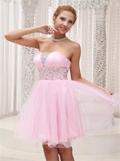 Popular Strapless Baby Pink Mini Prom Dress For Chorus Performance
