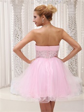 Popular Strapless Baby Pink Mini Prom Dress For Chorus Performance