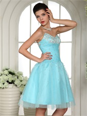 Brilliant Beaded Sweetheart Aqua Blue Drinking Party Dress Designer Recommend