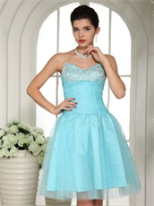 Brilliant Beaded Sweetheart Aqua Blue Drinking Party Dress Designer Recommend