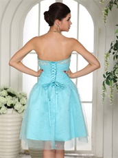 Brilliant Beaded Sweetheart Aqua Blue Drinking Party Dress Designer Recommend