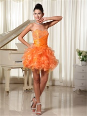 Absorbing Sweetheart Orange Cascade Ruffles Girl Cocktail Dress On Sale