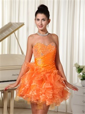 Absorbing Sweetheart Orange Cascade Ruffles Girl Cocktail Dress On Sale