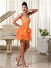 Absorbing Sweetheart Orange Cascade Ruffles Girl Cocktail Dress On Sale