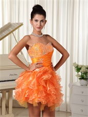 Absorbing Sweetheart Orange Cascade Ruffles Girl Cocktail Dress On Sale