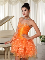 Absorbing Sweetheart Orange Cascade Ruffles Girl Cocktail Dress On Sale