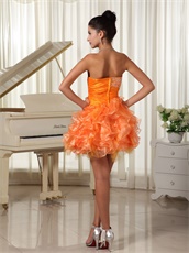 Absorbing Sweetheart Orange Cascade Ruffles Girl Cocktail Dress On Sale
