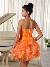 Absorbing Sweetheart Orange Cascade Ruffles Girl Cocktail Dress On Sale