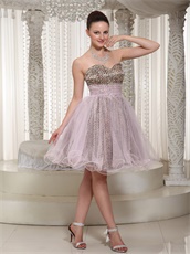 Sweetheart Leopard Lining Covered With Pink Tulle Mini Prom Dress