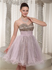 Sweetheart Leopard Lining Covered With Pink Tulle Mini Prom Dress