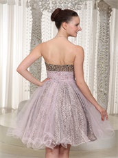 Sweetheart Leopard Lining Covered With Pink Tulle Mini Prom Dress