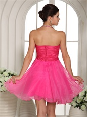 Top Spaghetti Straps Halter Hot Pink Prom Dress Knee-length Cheap