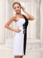 Classical Half White Half Black Short Mother Of Prom Dress Unique