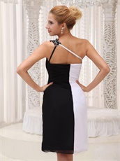 Classical Half White Half Black Short Mother Of Prom Dress Unique